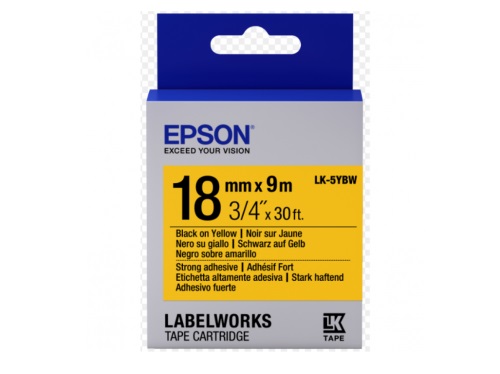 Tape - LK5YBW Strng adh Blk/Yell 18/9 Tape - LK5YBW Strng adh Blk/Yell 18/9