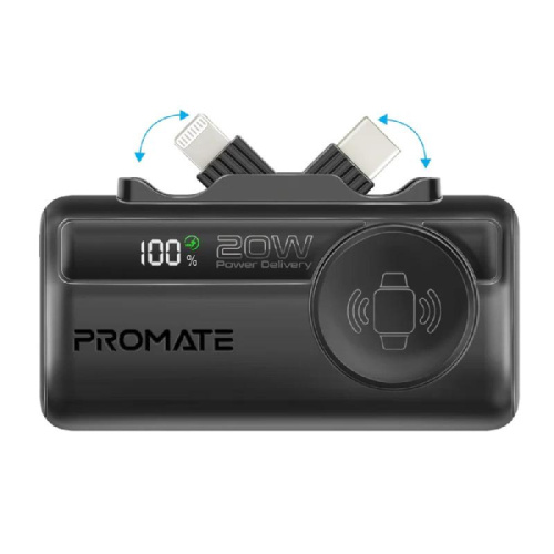 Promate Power Bank USB-C & Lightning & Apple 5000mAh20W PowerUp-Trio Black Promate Power Bank USB-C & Lightning & Apple 5000mAh20W PowerUp-Trio Black