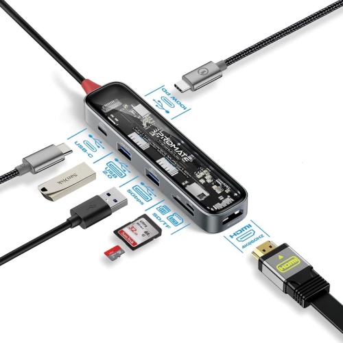 Promate 7-in-1 Multiport Slim USB-C Hub TRANSHUB-LITE