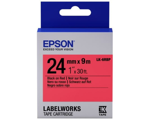 Epson Label Cartridge Pastel LK-6RBP Black/Red 24mm (9m) Epson Label Cartridge Pastel LK-6RBP Black/Red 24mm (9m)
