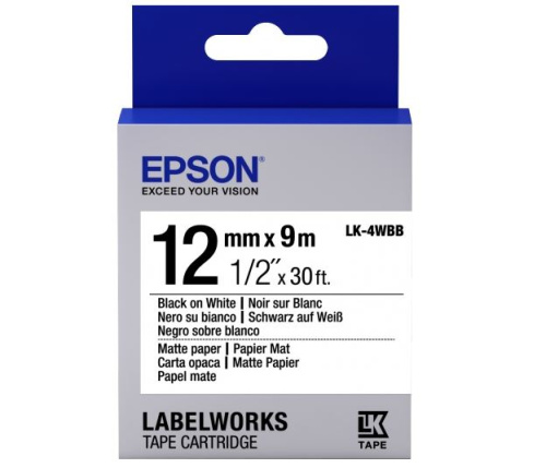Tape - LK4WBB Matte Pap Blk/Wht 12/9