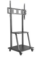 Floor Wheels Stand Screen Size 60" ~ 105" Carrying Weight 150Kg With Metal Shelf , Black Color