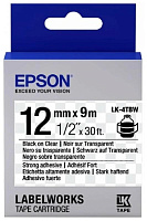 Epson Label Cartridge Strong Adhesive LK-4TBW Black/Transparent 12mm (9m)