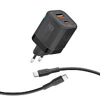 Promate Adapter Combo Power 25W USB-C/USB-A with 60W Cable. Black. EU