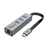 Promate Adapter Multi-Port USB-C Hub with Ethernet Adapter. 3 x USB Ports. GigaHub-C