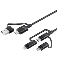 Promate Cable 6-in-1 Hybrid Multi-Connector Charging & Transfer/USB-C/Micro-USB/Lightning/ 1.2M