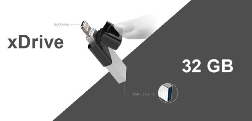 Silicon Power xDrive Z50 Flash Drive 32GB Lightning for iPhone/USB 3 Silver