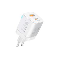 Promate Adapter 25W Power Delivery Dual Port USB-C/USB-A. QC 3.0. White. EU